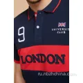 Mens Classic Contrast Block Embroidery Pique Polo рубашка
